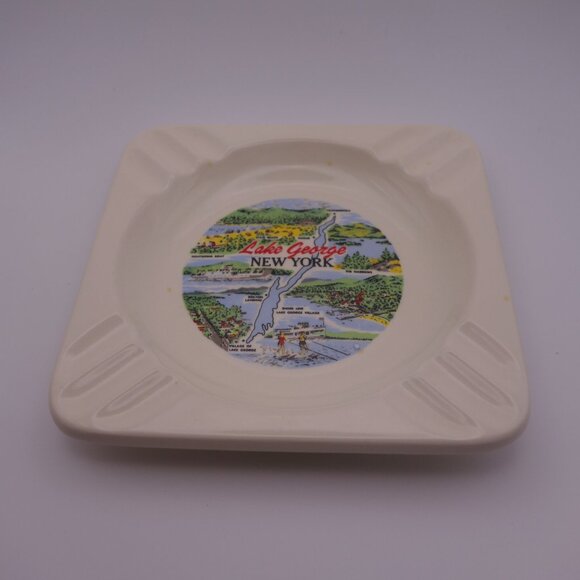 Lake George New York Ceramic Square Ash Tray - Picture 1 of 13